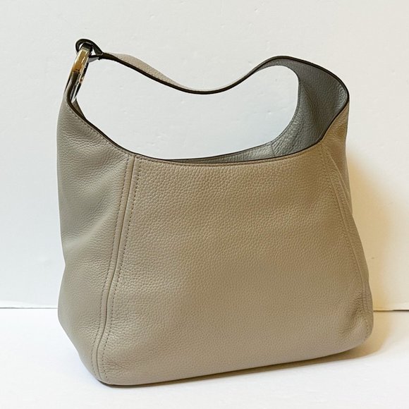 Michael Kors Fulton large Shoulder Hobo Pebbled Leather Bag Pearl Grey - Picture 7 of 12